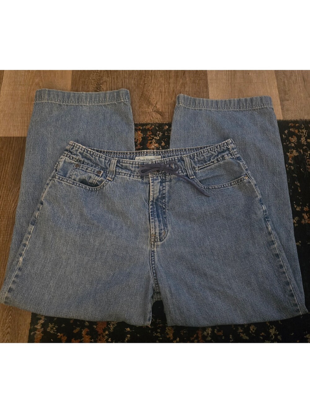 Vintage Y2K Era Canyon River Blues Drawstring High Waist Wide Leg Jeans - Size 9